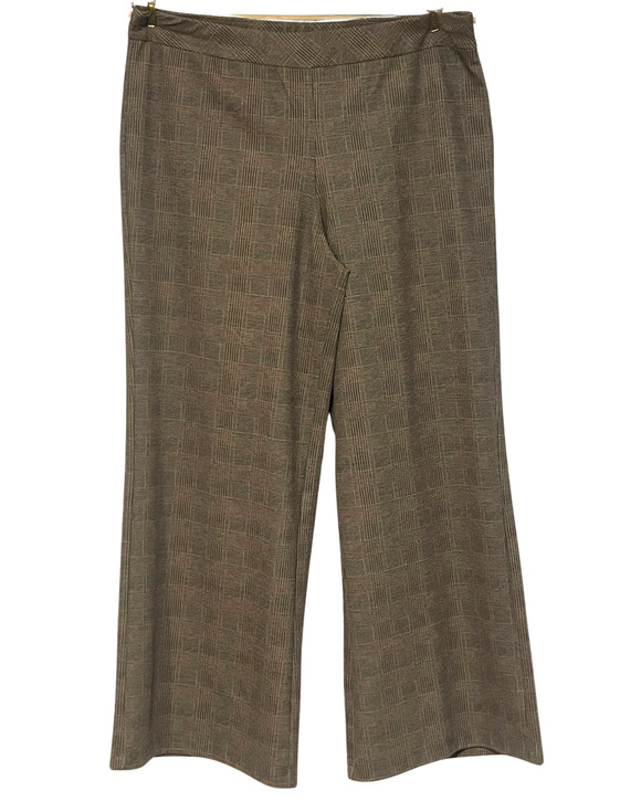 Joan Rivers Pants - Joan Rivers Dress Pants Sz L Plaid Wide Leg Pull-On 30"In Tan Plaid A366439